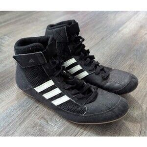 Adidas HVC Youth Wrestling Shoes AQ3327 Kids Size 6 Black White Strap